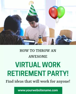 Festive Green Virtual Work Retirement Party Planning Poster Template