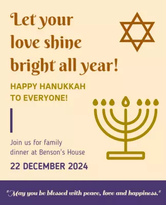 Festive Hanukkah Celebration Dinner Invitation Poster Template