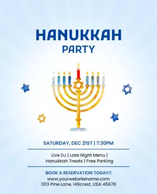 Festive Hanukkah Celebration with Menorah and Stars Poster Template