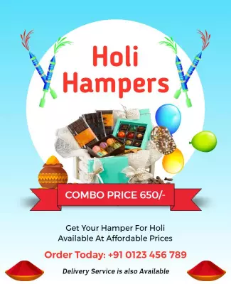 Festive Holi Gift Hampers Promotion Flyer Template