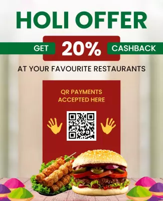 Festive Holi Offer with Cashback Promotions Poster Template