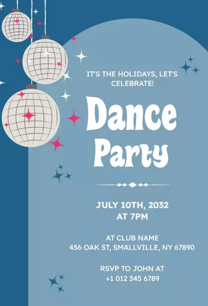Festive Holiday Dance Party Celebration Invitation Template
