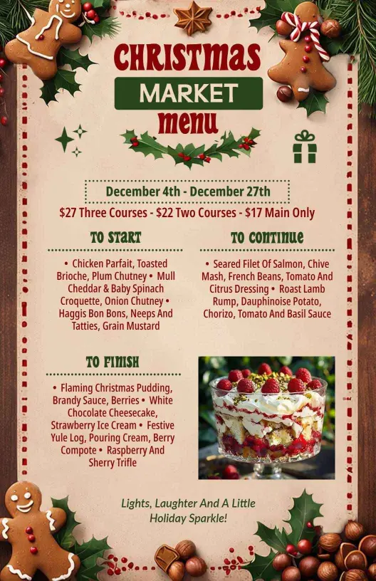 Festive Holiday Dishes and Seasonal Delights Christmas Menu Template
