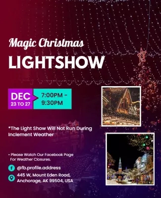 Festive Holiday Lightshow Celebration Poster Template