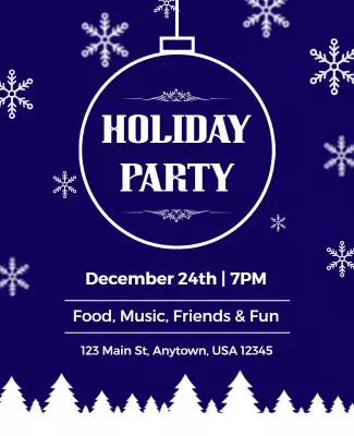 Festive Blue Winter Holiday Party Flyer Template