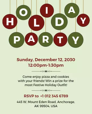 Festive Green and Red Holiday Party Invitation Flyer Template
