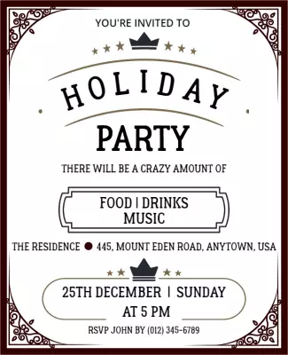Festive Holiday Party Invitation Flyer Template