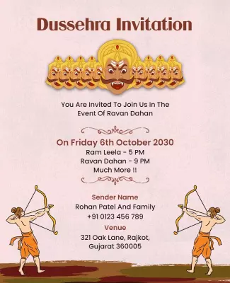 Festive Illustrated Dussera Celebration Invitation Poster Template