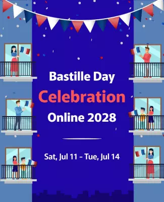 Festive Illustration for Bastille Day Online Celebration Poster Template