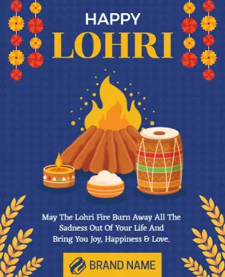 Festive Illustration of Lohri Celebration Flyer Template