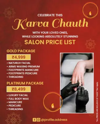 Festive Karva Chauth Salon Price List Poster Template