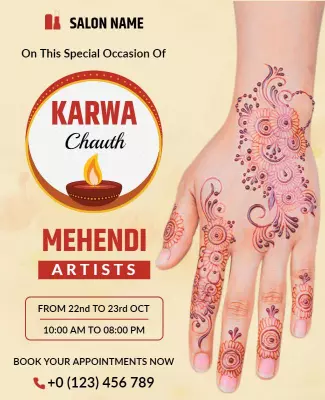 Festive Karwa Chauth Mehendi Artists Appointment Poster Template