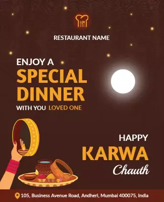 Festive Karwa Chauth Special Dinner Invitation Poster Template