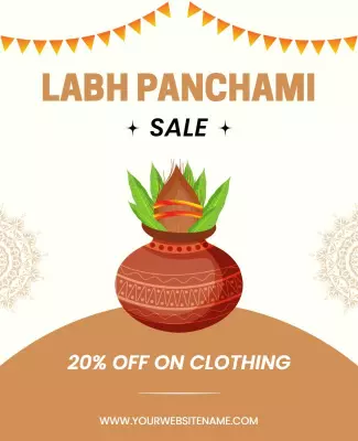 Festive Laabh Panchami Sale with Colorful Decoration Poster Template