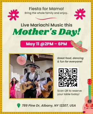 Festive Live Mariachi Music Mother's Day Celebration Flyer Template