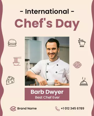 Festive Maroon International Chef's Day Celebration Poster Template