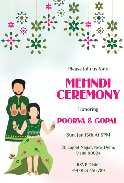 Festive Mehndi Ceremony Indian Celebration Invitation Template