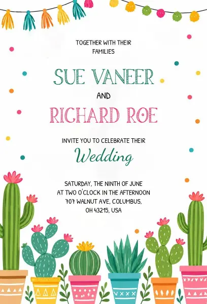 Festive Mexican Style Wedding Invitation Template