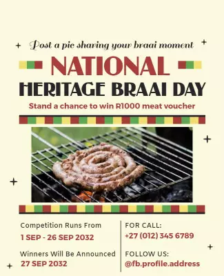 Festive National Heritage Braai Day Celebration Poster Template