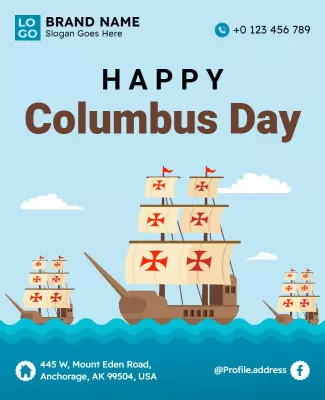 Festive Nautical Columbus Day Celebration Poster Template