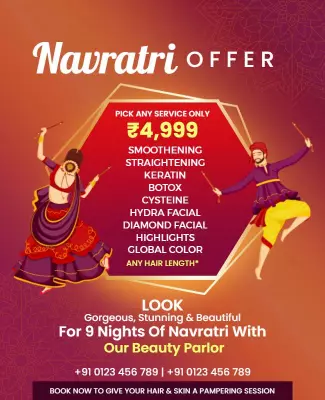 Festive Navratri Offer Beauty Parlor Promotional Poster Template