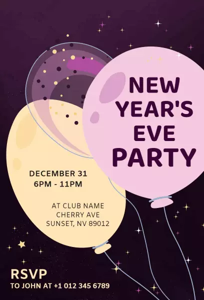 Festive New Year's Eve Celebration Party Invitation Template