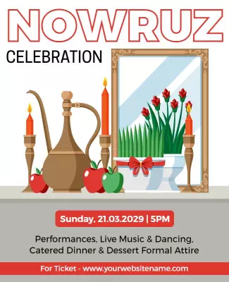 Festive Nowruz Celebration with Traditional Elements Poster Template