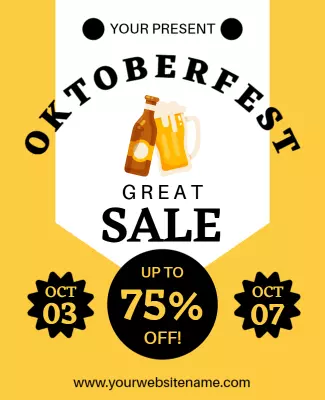 Festive Oktoberfest Beer Sale with Yellow Background Poster Template