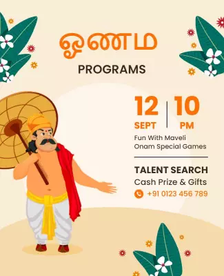 Festive Onam Celebration with Maveli Character Poster Template