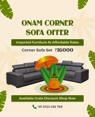 Festive Onam Corner Sofa Offer Promotional Poster Template
