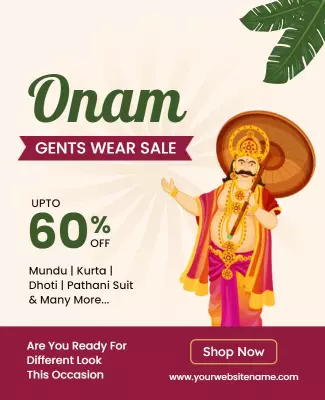 Festive Onam Gents Wear Sale with 60% Off Poster Template
