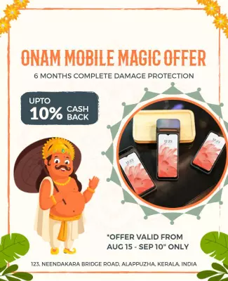 Festive Onam Mobile Magic Offer with Cashback Poster Template