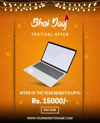 Festive Orange Bhai Dooj Festival Offer Poster Template