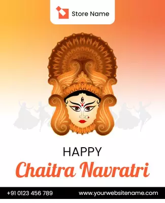Festive Orange Chaitra Navratri Celebration Poster Template