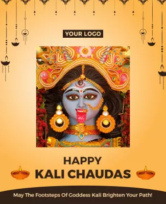 Festive Orange Goddess Kali Chaudas Celebration Poster Template