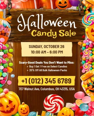 Festive Orange Halloween Candy Extravaganza Flyer Template