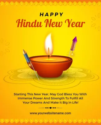 Festive Orange Hindu New Year Celebration Poster Template