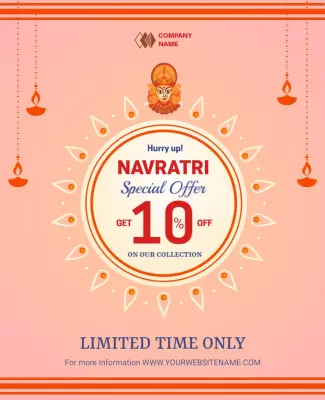 Festive Orange Navratri Special Offer Discount Poster Template