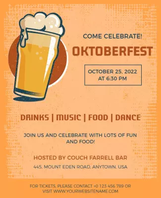 Festive Orange Oktoberfest Beer Celebration Poster Template