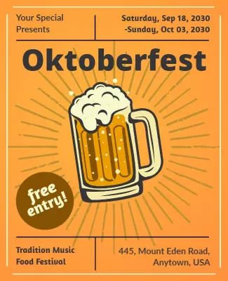 Festive Orange Oktoberfest Beer Festival Poster Template