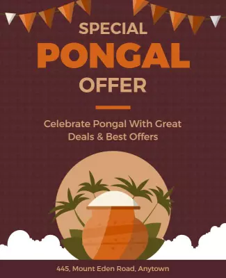 Festive Orange Pongal Celebration Offer Flyer Template