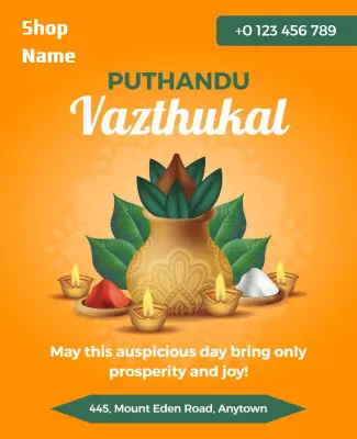 Festive Orange Puthandu Celebration Poster Template
