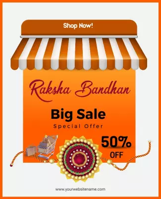 Festive Orange Raksha Bandhan Big Sale Poster Template