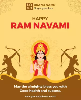 Festive Orange Ram Navami Celebration Greeting Poster Template