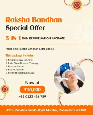 Festive Orange Skin Rejuvenation Offer for Raksha Bandhan Poster Template