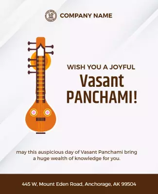 Festive Orange Vasant Panchami Celebration Poster Template