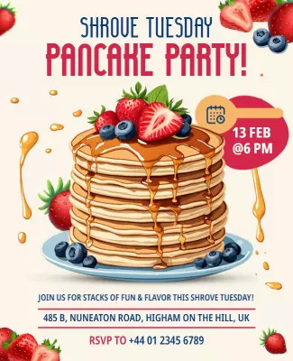 Festive Pancake Celebration for Shrove Tuesday Poster Template