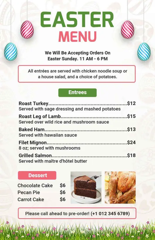 Festive Pastel Colors Easter Celebration Menu Template