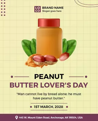 Festive Peanut Butter Lover's Day Celebration Poster Template