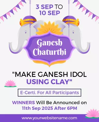 Festive Purple Ganesh Chaturthi Clay Idol Making Poster Template